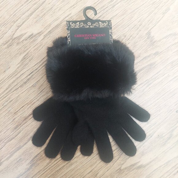 NEW WITH TAGS Christian Siriano 100% cashmere black gloves - Picture 1 of 6